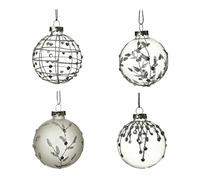 Heaven Sends Set of 4 Frosted Glass Christmas Baubles (7cm)
