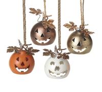Heaven Sends Set of 4 Metal Hanging Pumpkins Halloween Decorations