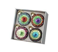 Heaven Sends Set of 4 Multicolor Traditional Spherical Glass Christmas Baubles