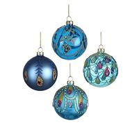 Heaven Sends Set of 4 Peacock Decorated Baubles