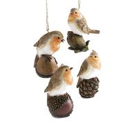 Heaven Sends Set of 4 Traditional Robin Christmas Decorations (7cm)