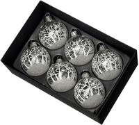 Heaven Sends Set Of 6 Glass Christmas Tree Baubles With Winter Snowscene (6Cm)