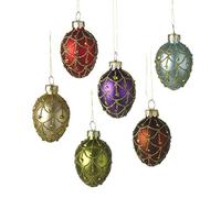 Heaven Sends Set of 6 Opulent Glass Egg Shape Christmas Tree Decorations