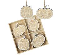 Heaven Sends Set of 8 Assorted Wooden Hanging Pumpkins Decoration - 6cm x 5cm - Autumn Decoration Pumpkin Themed Décor - Halloween Decoration - Perfect for Home, Kitchen, Living Room