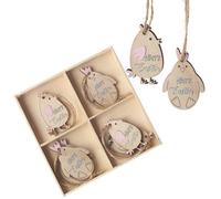Heaven Sends Set Of 8 Wooden Chick Easter Decorations, 13 X 13 Cm Each, Ready To Hang
