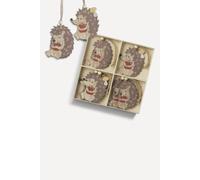Heaven Sends Set of 8 Wooden Hedgehog Christmas Decorations, Apple Detail | Size: 8 Pack Heaven Sends Multicolor 8 Pack
