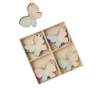 Heaven Sends Set Of 8 Wooden Pastel Butterfly Easter Decorations, 13 X 1.5 Cm