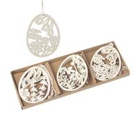 Heaven Sends Set Of Floral Paper Hanging Easter Egg Decorations, White Cardboard, 6 X 8 Cm
