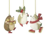 Heaven Sends Set of Three Festive Hedgehog Christmas Tree Decorations