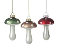 Heaven Sends Set of Three Toadstool Glass Christmas Tree Decorations
