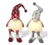 Heaven Sends Set Of Two Light-Up Gonks Christmas Decorations For Mantelpiece, 60 X 23 Cm - Battery Operated.