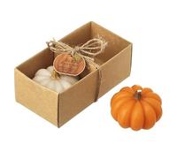 Heaven Sends Set of Two Scented Pumpkin Candles - Autumn Decorative Candles in Orange and White - 6.5 x 6.5 x 5 cm - Seasonal Home Décor and Gift Set