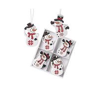 Heaven Sends Set of Wooden Snowmen Christmas Tree Decorations (6cm)