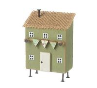 Heaven Sends Shabby Chic Rustic Green Wooden House Decoration, Small 6 X 10 X 3 Cm