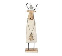 Heaven Sends Shabby Chic Wood & Wool Standing Deer Christmas Decoration
