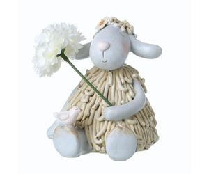 Heaven Sends Sitting Sheep with Flower Easter Decoration
