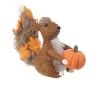 Heaven Sends Sitting Squirrel with Pumpkin - Brown/Orange - 13cm x 8cm x 10cm - Autumn Decoration Squirrel Themed Décor - Pumpkin Decoration - Perfect for Home Kitchen Living Room Tabletop
