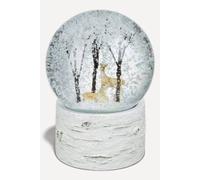 Heaven Sends Snowy Forest Snow Globe with Deer & Robins, Musical, Faux Birch Base in White Heaven Sends White