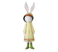 Heaven Sends Tall Metal Rabbit In Yellow Raincoat Ornament - 78Cm Easter Garden And Home Decor