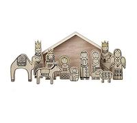 Heaven Sends Traditional Nativity Set - Wooden Figures in wooden stable storage box