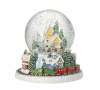 Heaven Sends Village Scene with Train Track Musical Christmas Snow Globe