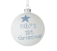 Heaven Sends White Glass Baby Boy's 1st Christmas Christmas Tree Bauble (8cm)