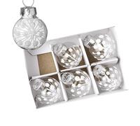 Heaven Sends White Snowflake Clear Glass Baubles Set of 6