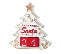 Heaven Sends Wooden Christmas Countdown Calendar - Sleeps Until Santa Visits Design - Red/White - 14cm x 15cm - Festive Advent Decoration - Gift Idea For Christmas - Christmas Advent Calendar