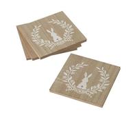 Heaven Sends Wooden Easter Rabbit Coasters - Set Of Four, 10 X 10 X 0.6 Cm, Natural Wood
