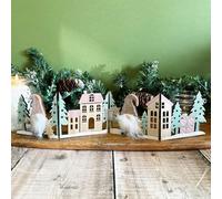 Heaven Sends Wooden Foldable Gonk Houses Scene Christmas Decoration, Scandi Festive Shelf Decoration, Christmas Home Keepsake