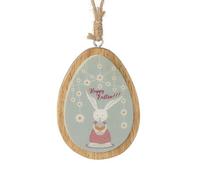 Heaven Sends Wooden Small 'happy Easter' Egg Decoration, Light Blue, 7.5 X 6 X 1 Cm