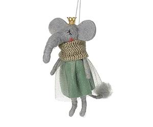 Heaven Sends Wool Elephant In Dress Christmas Tree Decoration