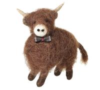 Heaven Sends Woolly Felt Highland Cow Standing - Soft & Fluffy Scottish-Themed Ornament - Rustic Farmhouse Décor - Unique Gift for Highland Cow Lovers & Scotland Enthusiasts L 10cm x H 11cm x 5cm