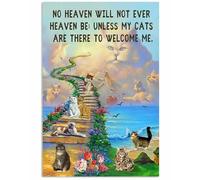 Heaven Steps No Heaven Without Cats Retro Metal Tin Sign 8X12 Inches