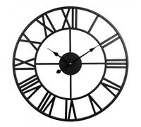 Heaven4you Large Wall Clock Roman Numerals Metal Indoor Big Round Open Face Black 47cm/18.5inch