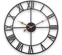 Heaven4you Large Wall Clock Roman Numerals Metal Indoor Big Round Open Face for Living Room Kitchen Bar Office 60cm (45cm)