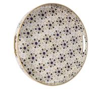 Heaven4you Luxury Elegant Decorative Serving Tray Round Shape Design with Gold Trim | Glossy Finish Organizer or Food Tray for Coffee Table or Dining 33cm x 4cm (Mosaic Floral)