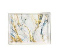 Heaven4you Modern Marble-Inspired Decorative Dining or Serving Tray Abstract Pattern and Cut-Out Handles | Chic Organizer or Food Tray for Coffee Table, Kitchen or Entertaining (White Marble)