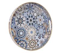 Heaven4you Round Decorative Serving Tray with Mother-of-Pearl Leaf Mosaic Design with Gold Trim | Glossy Finish Organizer or Food Tray for Coffee Table or Dining (Mosaic)