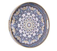 Heaven4you Round Serving Tray 33cm Mandala Pattern Gold Trim Handles Boho