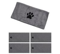 heavenlife 4 Pcs Pet Towels, Super Absorbent Dog Drying Towel, Microfiber Pet Bath Towel, Soft Bath Towel for Small Medium Pet, Cute Quick Drying Towel for Dog and Cat (Grey 35x75cm)