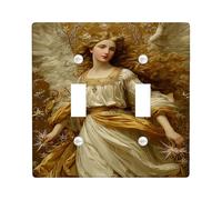 Heavenly Angel Light Switch Cover Plates/Outlet Covers, Golden Ethereal Design for Home Decor, Thermoplastic Wall Plates, Standard Size Double Toggle