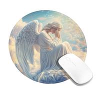Heavenly Angelic White Cloud Mouse Pad, Serene Ethereal Design Non-Slip Gaming Mousepad, Perfect for Offices and Home Decor Round 8x8 Inch