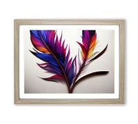 Heavenly Bird Feathers WHT Framed Print | A2 Oak Framed Wall Art | Ready to Hang | Modern Nature Picture | Living Room Bedroom Lounge Office