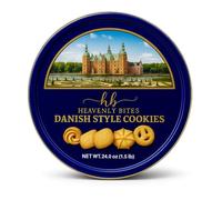 Heavenly Bites Danish Style Butter Cookies in Metal Tin 24 Oz