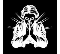 Heavenly Bright Light Sign Praying Women's Hands in Elegant Devout Reverie Vinyl Wall Stickers 42x43.9cm Car Body Decoration White