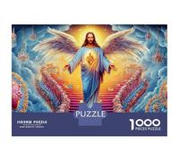 Heavenly Christ 1000 Piece Jigsaw Puzzle Angel on Heavenly Stairs Decorative Paper Puzzle for Wall Art Display, Relaxing And Challenging Game for Adults 70x50cm/1000pcs