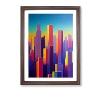 Heavenly City Skyline Abstract Framed Print | A2 Walnut Framed Wall Art | Ready to Hang | Abstract Cityscape Picture | Living Room Bedroom Lounge Office