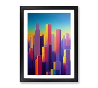 Heavenly City Skyline Abstract Framed Print | A3 Black Framed Wall Art | Ready to Hang | Abstract Cityscape Picture | Living Room Bedroom Lounge Office