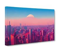 Heavenly City Skyline Architecture Canvas Print | Gallery Wrapped 30mm Frame Wall Art | 30x20 inches | Ready to Hang | Contemporary Cityscape Picture | Living Room Bedroom Lounge Office